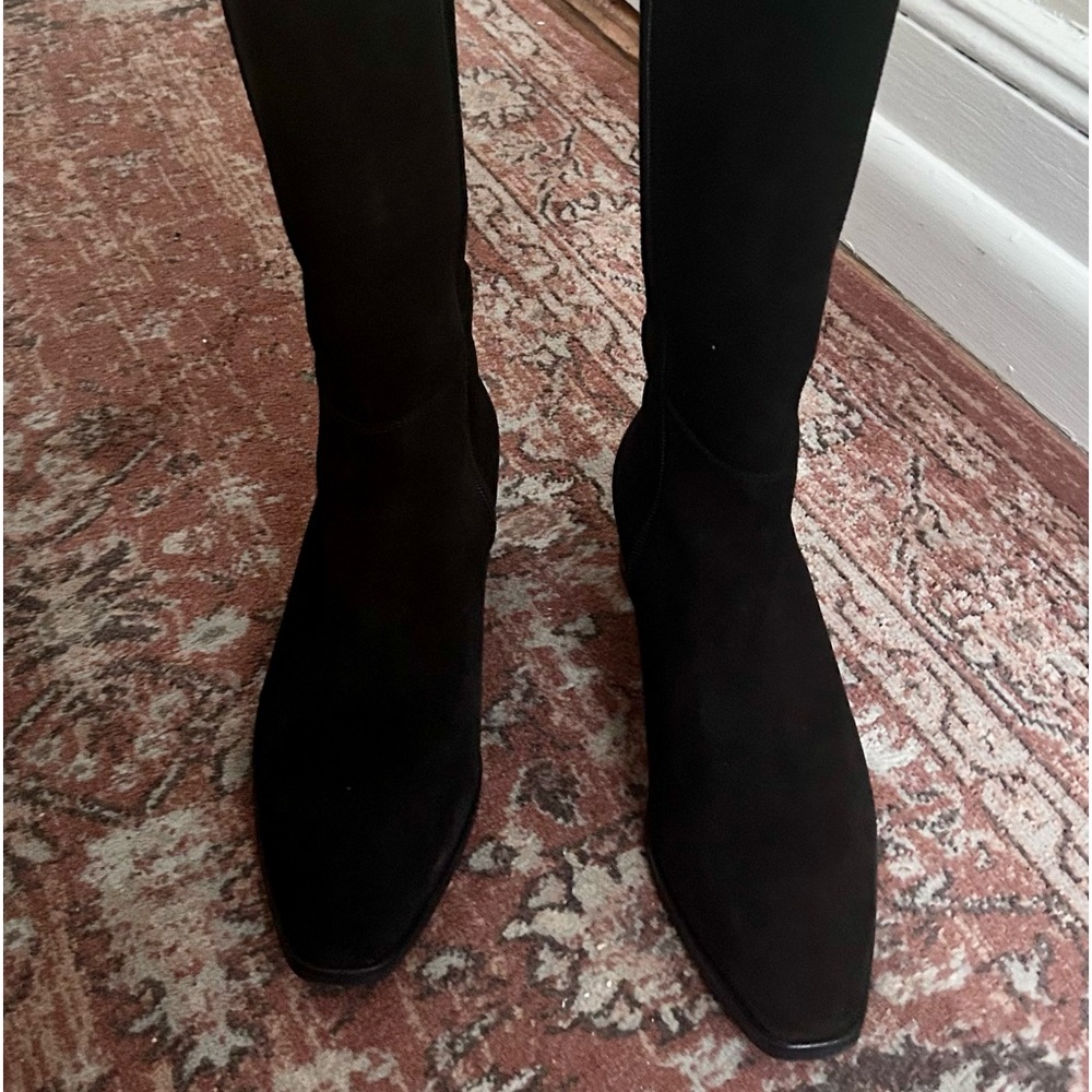 Aquatalia Joanna Weatherproof Stretch Elastic & Leather Black Boot 9 M